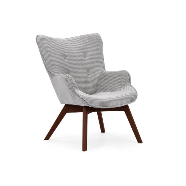 Fotoliu cu taburet gri cu tapițerie din catifea reiată Niko – Ropez-image-4