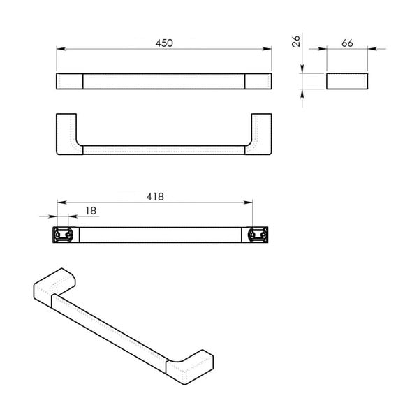 Suport pentru prosoape auriu de montat pe perete din alamă Gedy Pirenei – Sapho-image-2