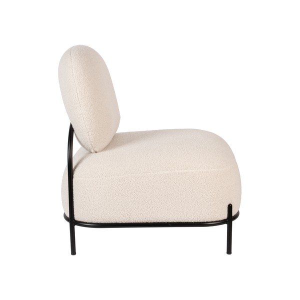 Fotoliu crem cu tapițerie din țesătură bouclé Polly – White Label-image-3