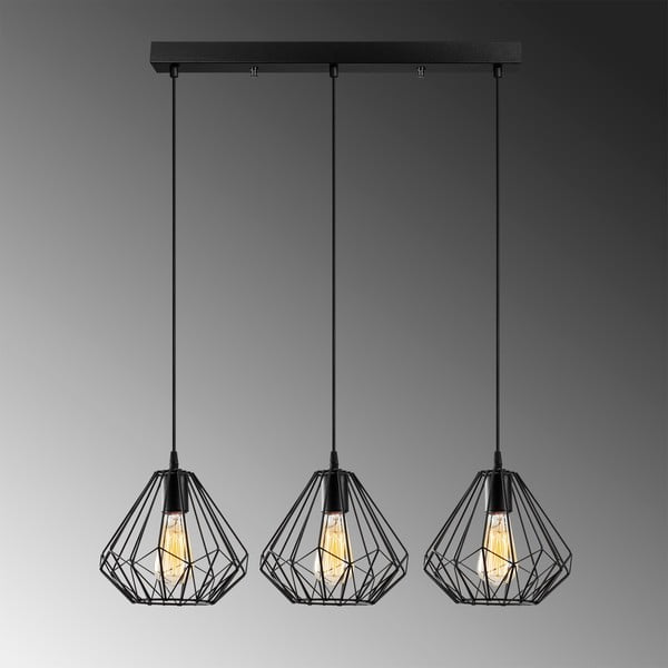 Lustră neagră cu abajur din metal Diamond – Opviq lights-image-3