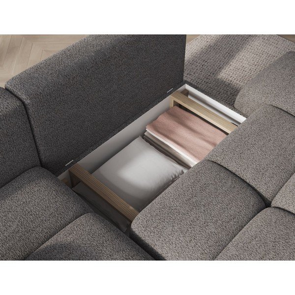 Colțar gri extensibil/cu spațiu de depozitare cu tapițerie din țesătură bouclé (cu colț pe partea stângă/cu șezlong) Vittario – ELTAP-image-3