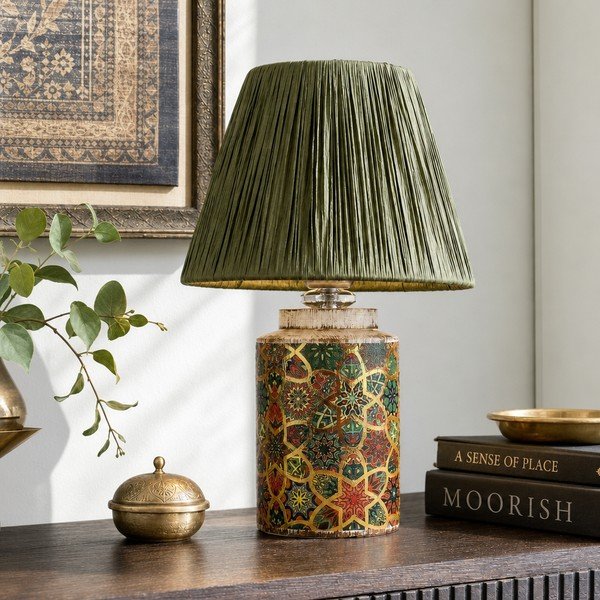 Veioză verde cu abajur din sfoară din hârtie (înălțime 38 cm) Alev – Opviq lights-image-2