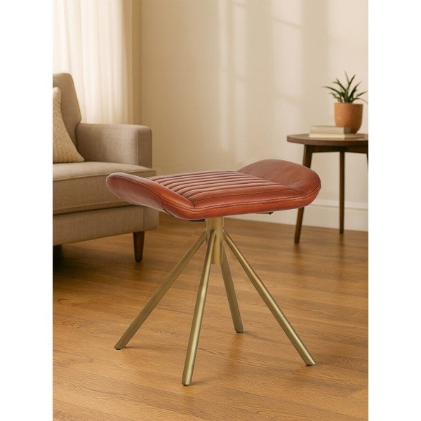 Taburet maro cu tapițerie din piele Buffalo – Premier Housewares-image-1