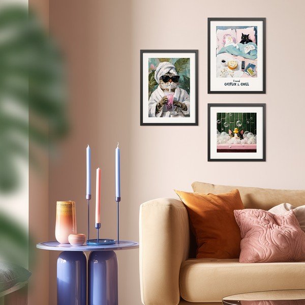 Tablou cu ramă imprimat 30x40 cm Catflix – Styler-image-2