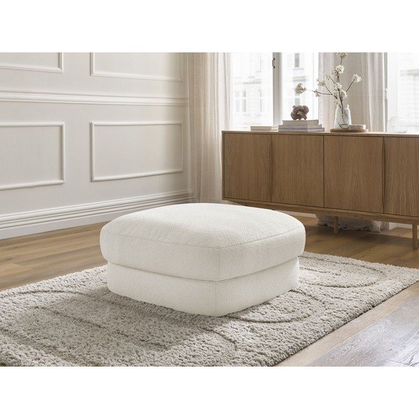 Taburet alb cu tapițerie din țesătură bouclé Leonore – Bobochic Paris-image-1