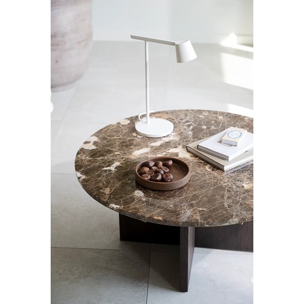 Măsuță de cafea maro/în culoare naturală rotundă din marmură 90x90 cm Brooksville - Rowico-image-1