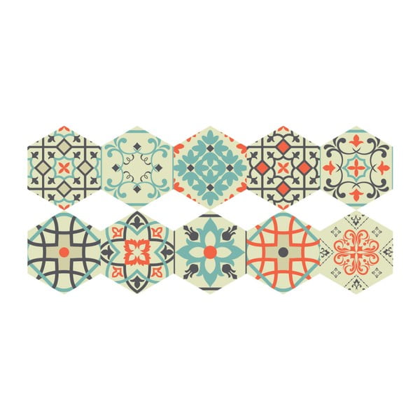 Set 10 autocolante de podea Ambiance Hexagons Lieva, 40 x 90 cm