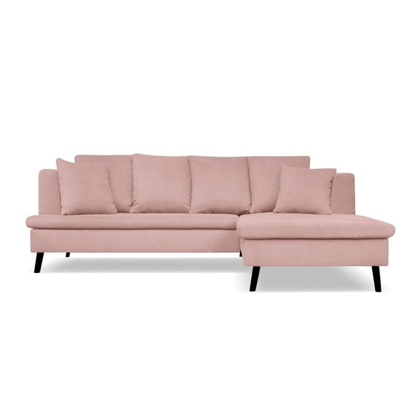 Canapea cu 4 locuri cu extensie pe partea dreaptă Cosmopolitan design Hamptons, roz deschis