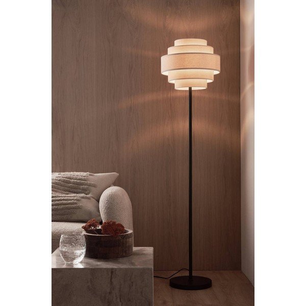 Lampadar negru mat/bej din material textil (înălțime 145 cm) Miguel – Ellos Home-image-1