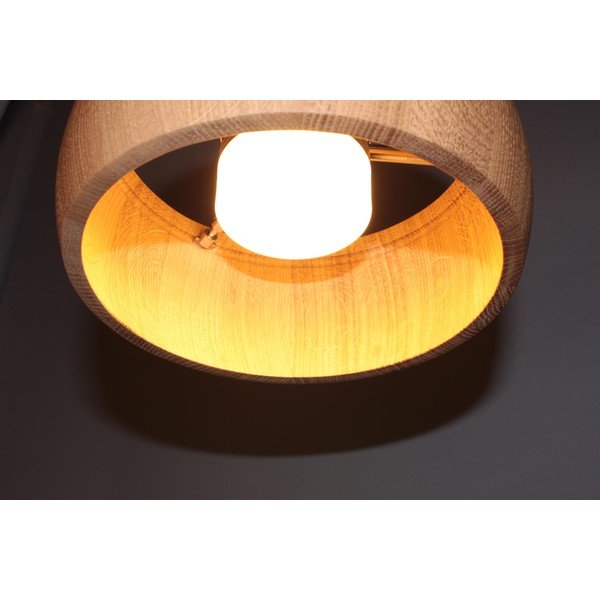 Lustră neagră/în culoare naturală LED cu intensitate reglabilă cu abajur din lemn Shine-wood – Fischer & Honsel-image-3