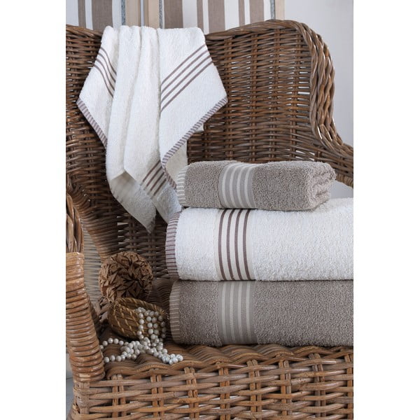 Prosoape de baie crem/taupe 4 buc. din bumbac – Mila Home-image-1