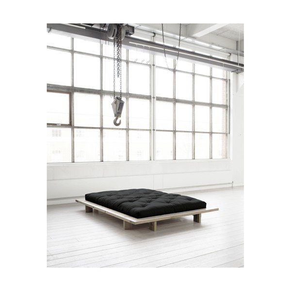 Pat dublu din lemn de pin cu saltea Karup Design Japan Double Latex Raw/Black, 140 x 200 cm-image-3