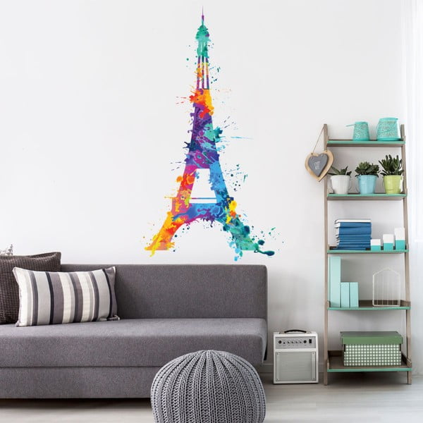 Autocolant de perete Ambiance Eiffel Tower Design Watercolor, 105 x 60 cm