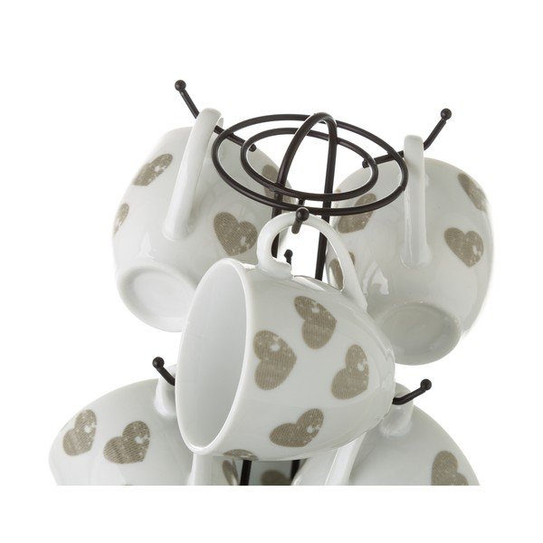 Set 6 cești cu farfurioară și suport metalic Unimasa Love-image-3