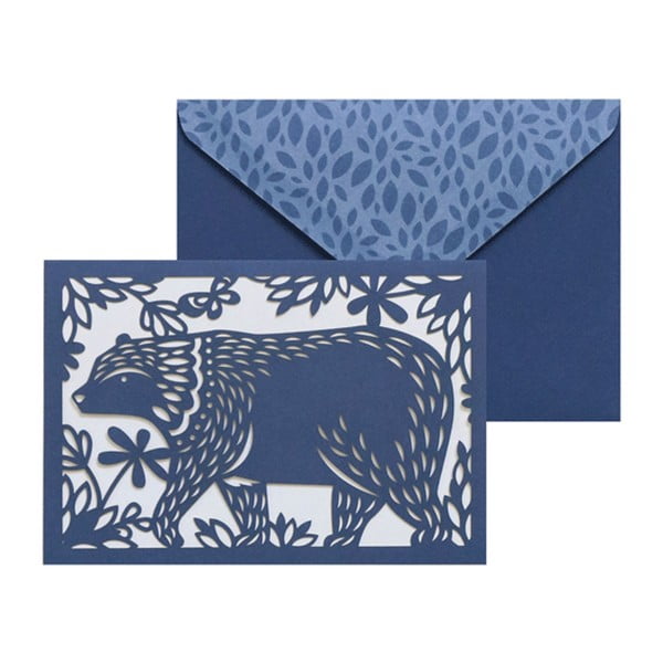 Set 10 felicitări cu plic  Portico Designs FOIL Folklore Bear