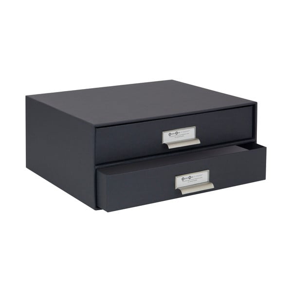 Organizator cu 2 sertare pentru documente Bigso Box of Sweden Birger, 33 x 22,5 cm, gri închis