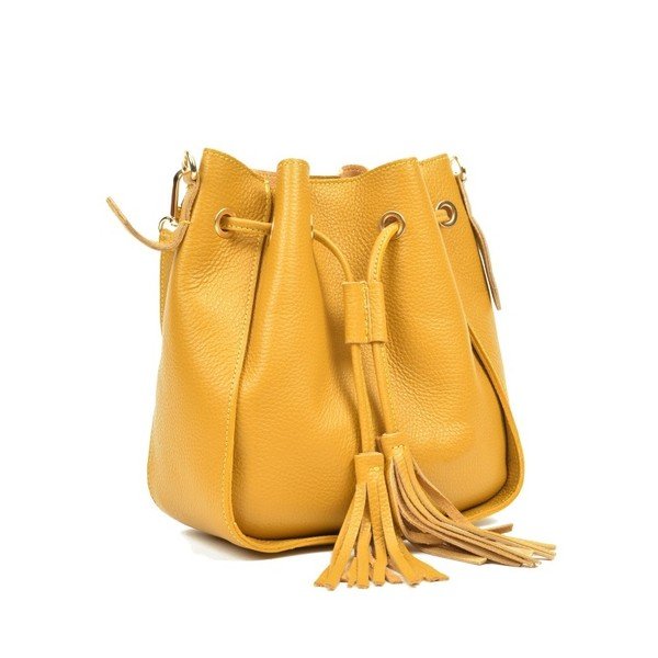 Geantă din piele Carla Ferreri Jessie, galben-image-3