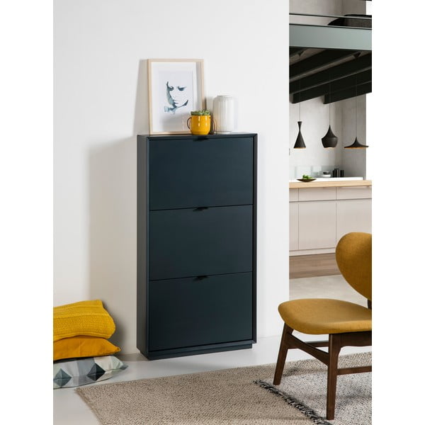 Suport de pantofi cu 3 sertare Marckeric Luka, albastru petrol-image-1