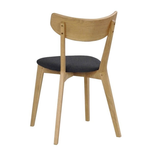 Scaun de dining din lemn de stejar cu șezut gri închis Rowico Ami, maro-image-3