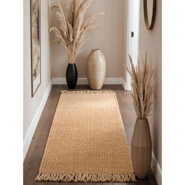 Covor tip traversă în culoare naturală țesut manual din iută 80x200 cm Fjord – Hanse Home-image-1