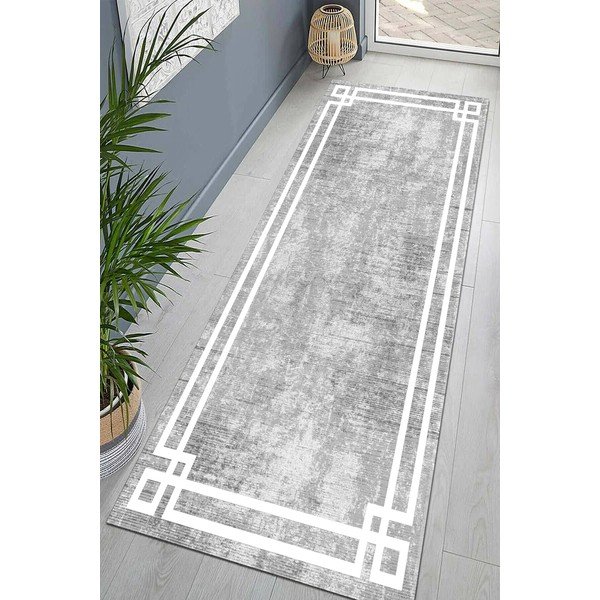 Covor tip traversă gri lavabil 80x300 cm Mano – Vitaus-image-1