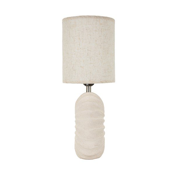 Veioză crem din ceramică cu abajur textil (înălțime 40 cm) Anemone – Mauro Ferretti