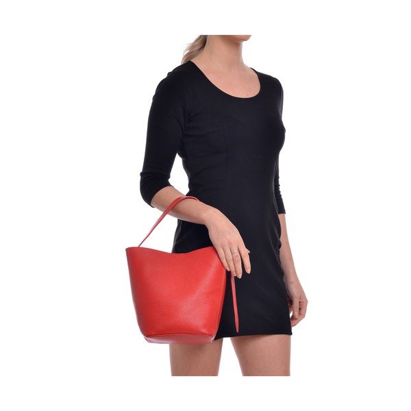 Geantă de mână tote din piele Luisa Vannini, roșu-image-4