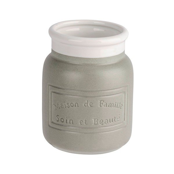 Pahar ceramic pentru periuțe Wenko Maison, gri-alb-image-1