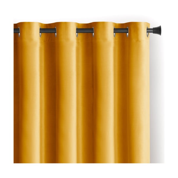 Draperie galbenă dimout (semi-opacă) din catifea 140x245 cm Eyelets – Restilo