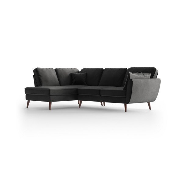 Colțar din catifea cu șezlong pe partea stângă My Pop Design Auteuil, gri antracit-image-3