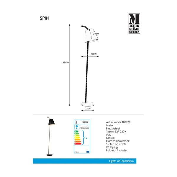 Lampadar Markslöjd Spin Floor Black, negru-image-2
