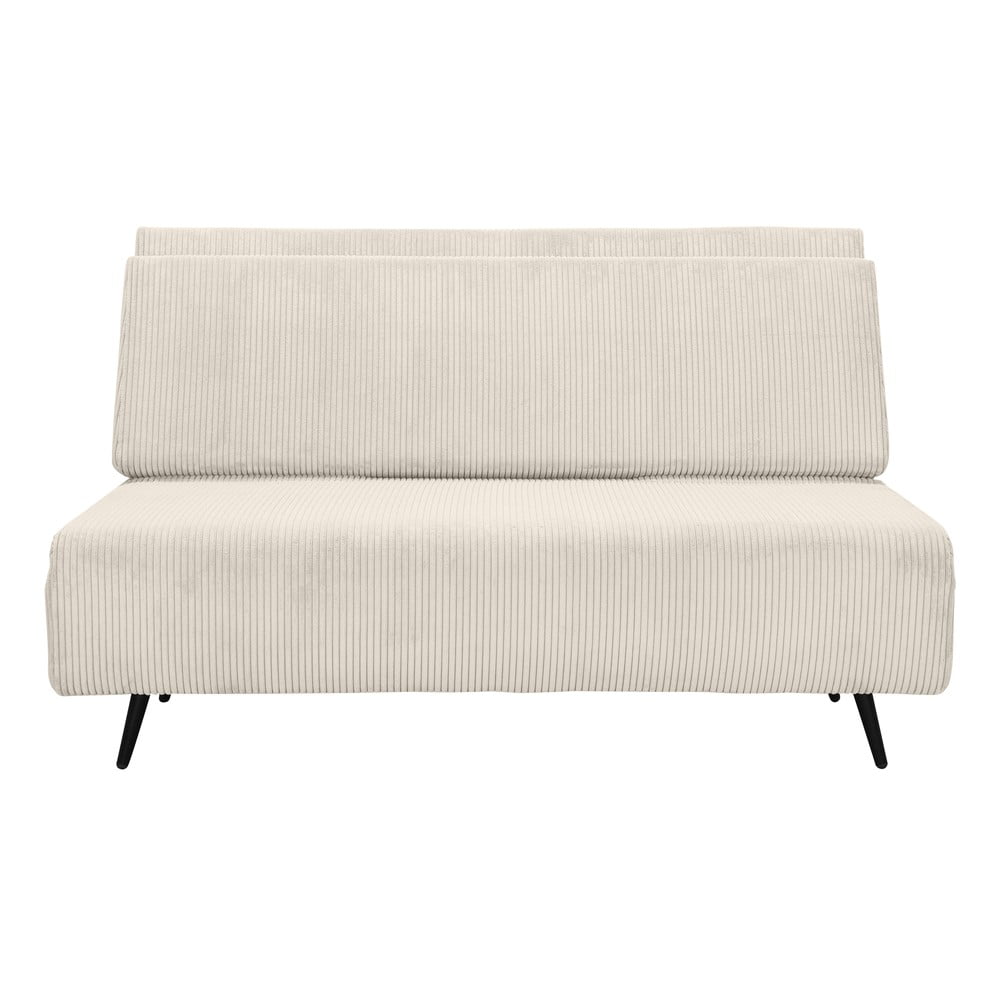 Canapea crem extensibilă cu tapițerie din catifea reiată 140 cm Mallory – Støraa
