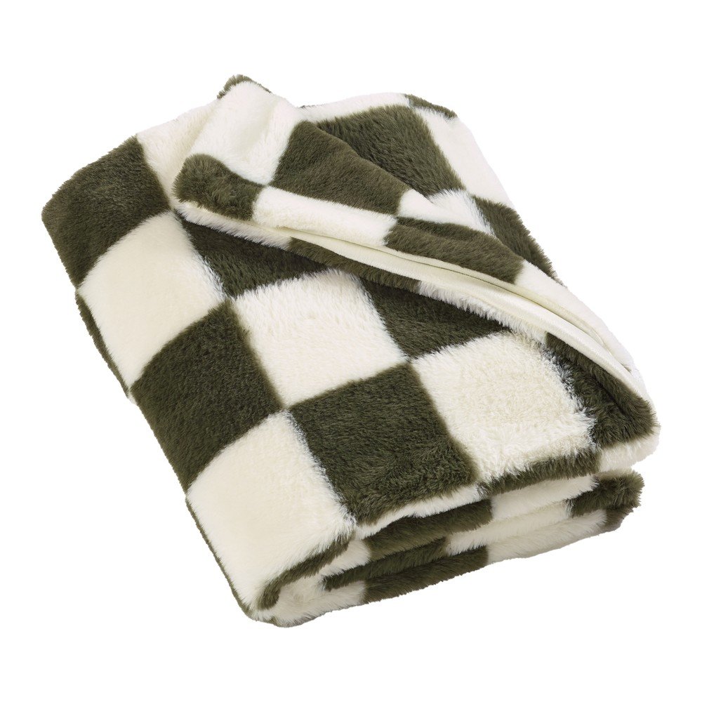 Pătură albă/verde 130x170 cm Cosy Soft Checkerboard – Catherine Lansfield