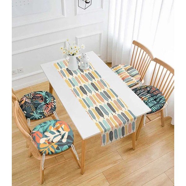 Set napron de masă și perne de scaun 5 buc. Long Leaves – Mila Home-image-1