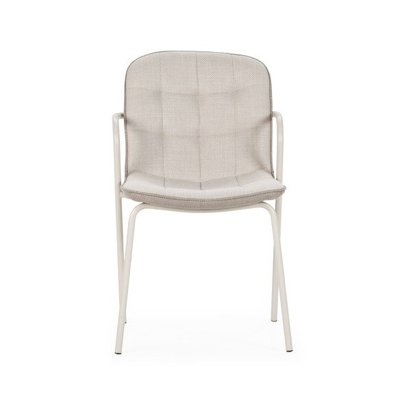 Scaun de dining bej cu cotiere tapițat Angie – Marckeric-image-2