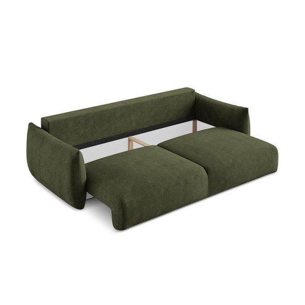 Canapea verde extensibilă cu tapițerie din chenille 230 cm Leila – Makamii-image-4