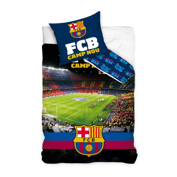 Lenjerie de pat din bumbac pentru copii CARBOTEX FC Barcelona Spadion, 140 x 200 cm