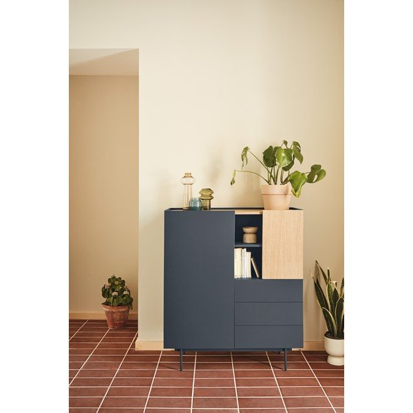 Comodă gri antracit-natural înaltă cu aspect de lemn de stejar 100x120 cm Otto – Teulat-image-1