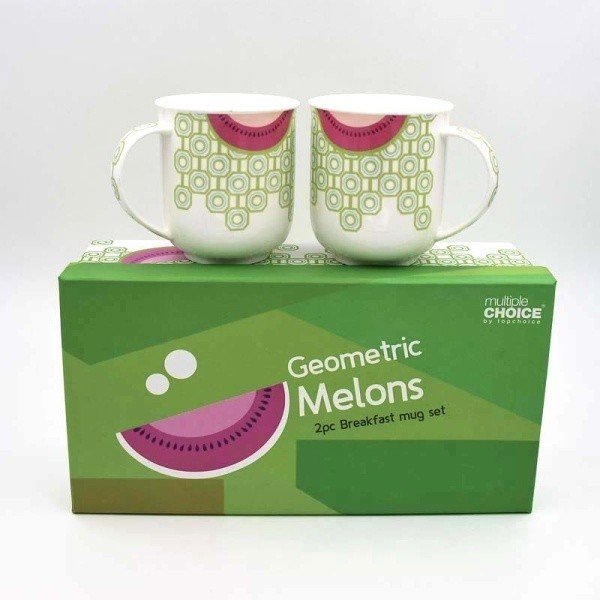 Set 2 căni din porțelan chinezesc Silly Design Watermelon, 310 ml