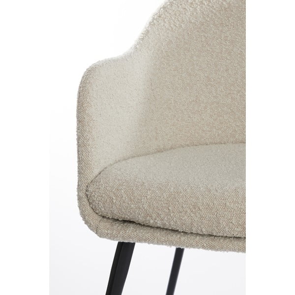 Scaun de sufragerie crem cu cotiere tapițat Leone – Light & Living-image-3