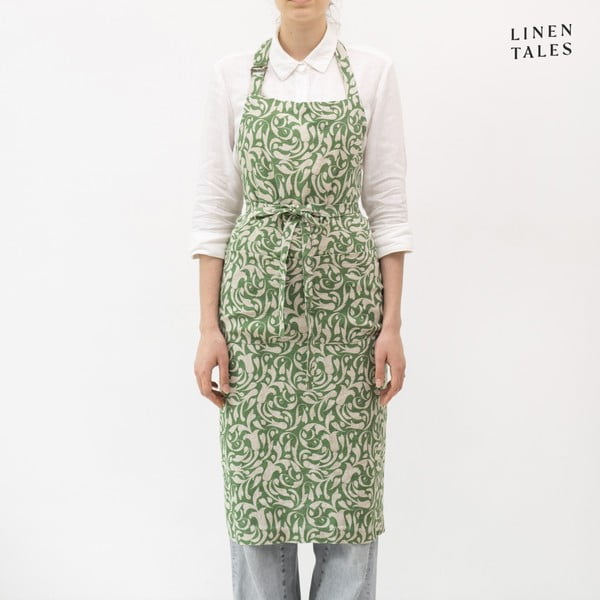Șorț din in Evergreen Damask – Linen Tales