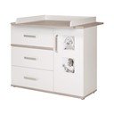 Comodă de copii albă joasă cu aspect de lemn de ulm cu masă de schimbat 117x102 cm Moritz – Roba