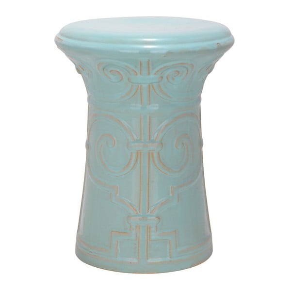 Măsuță din ceramică adecvată pentru exterior Safavieh Imperial, ø 30 cm, albastru turcoaz