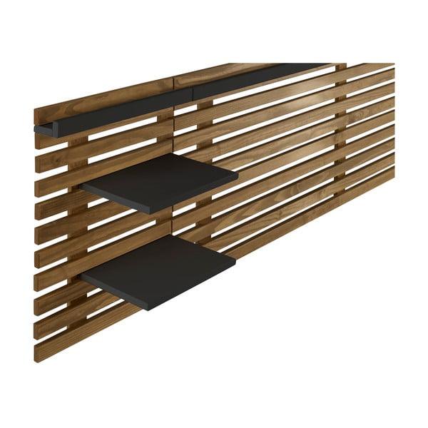 Tăblie de pat neagră/în culoare naturală din lemn masiv de pin 240x62 cm Nidra – Marckeric-image-3