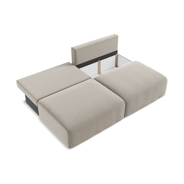 Canapea taupe extensibilă/cu spațiu de depozitare cu tapițerie din catifea 216 cm Kalena – Makamii-image-4
