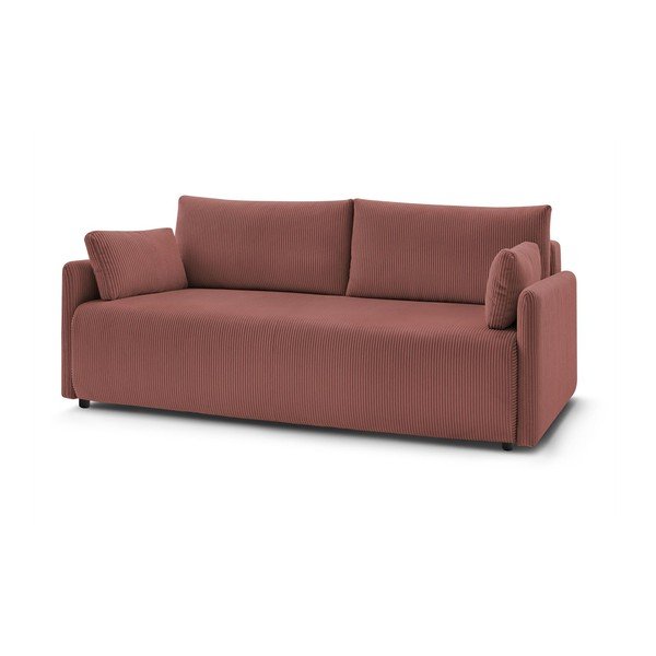 Canapea roz extensibilă cu tapițerie din catifea reiată  211 cm Marcel – Bobochic Paris-image-3