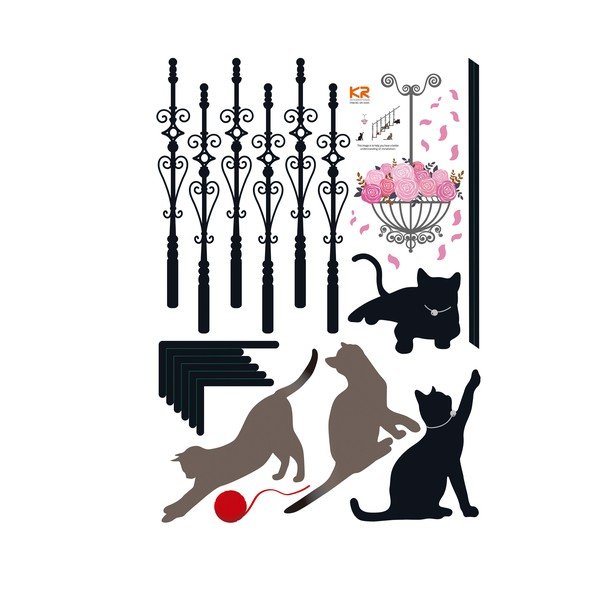 Autocolant Ambiance Cats, stairs and rose petals-image-3
