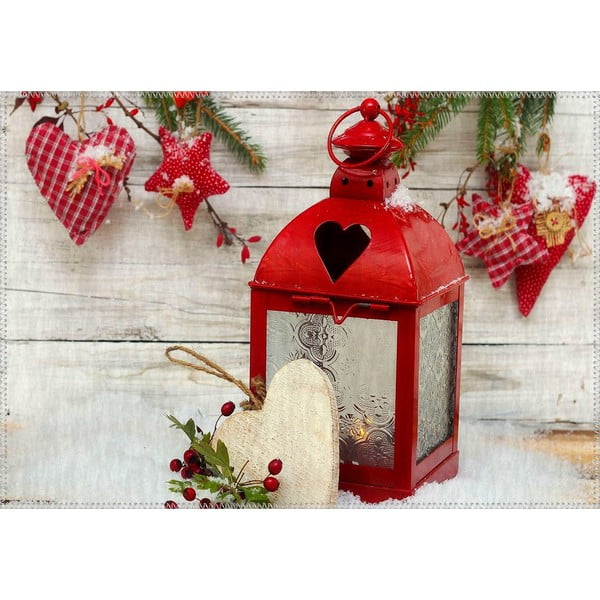 Covor Vitaus Christmas Period Red Rustic Lantern, 50 x 80 cm