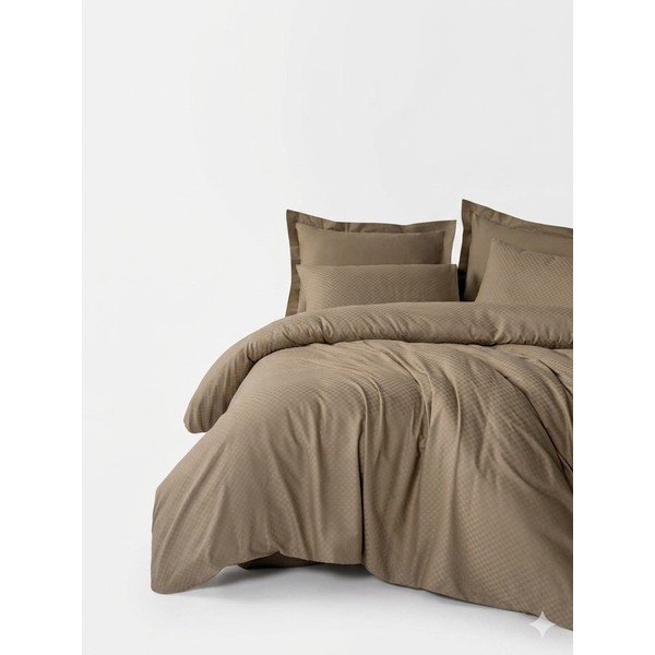 Lenjerie de pat maro din bumbac ranforcé pentru pat de o persoană 140x200 cm Checkered – Mila Home Luxury