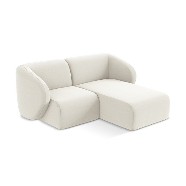 Colțar bej cu tapițerie din catifea (cu colț pe partea dreaptă/cu șezlong) Lani – Makamii-image-2